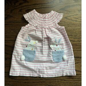 Mud pie baby girl dress Sz. 6-9 mo bunnies print NWOT